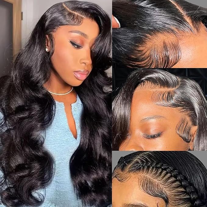 20 Inch 13x6 Body Wave Lace Front Wigs Human Hair Pre Plucked 180% Density HD Transparent Lace Frontal wig For Women Body Wave Wigs With Baby Hair