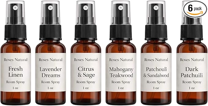 Room Spray Discovery Set – 6 Scents, 1 oz Each – Plant-Based Home Fragrance Sampler, Travel Size, Long-Lasting Scent, Made in the USA