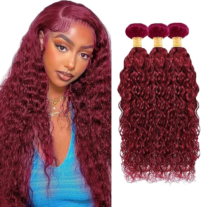 Burgundy Bundles Human Hair 99j Water Wave Bundles 16 18 20 inch Red Human Hair Bundle Burgundy Water Wave Bundle