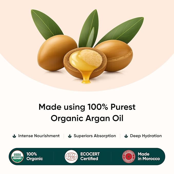 100% Organic Moroccan Argan Oil & Natural Keratin Masque | For Dry, Damaged & Color Treated Hair | Cold Pressed Oils for Deep Nourishment | Sulfates, Parabens & Cruelty Free | 7 oz