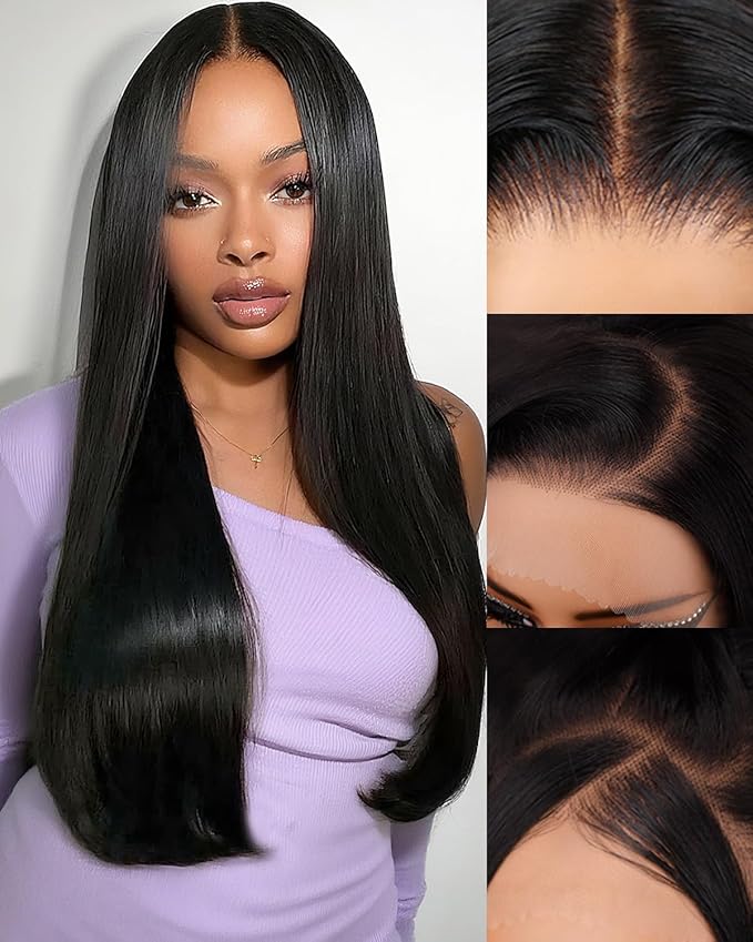 Straight Wigs Human Hair 13x6 Lace Front Wigs Human Hair Pre Plucked 200 Density HD Lace Frontal Wigs Human Hair for Women Glueless Wigs Human Hair Natural Black 20 Inch