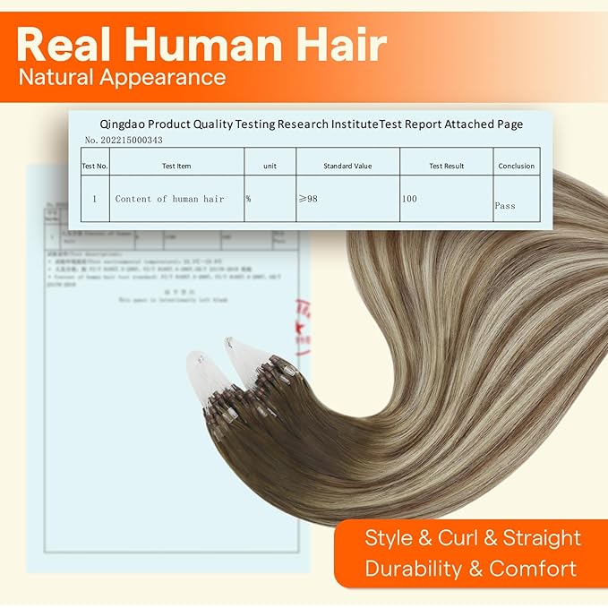 Full Shine Micro Loop Hair Extensions Real Human Hair 22 Inch 50G with 7G Micro Beads Color 3 Brown to 8 Ash Brown and 22 Blonde Cold Fusion Extension Long Straight Remy Hair add Length