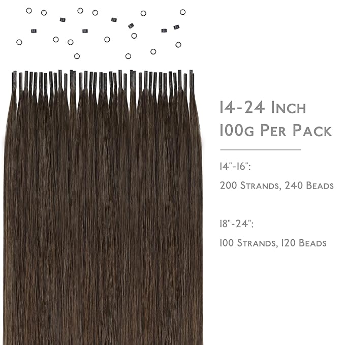 WENNALIFE I Tip Hair Extensions Real Human Hair, 100g 100s 22 Inch Chocolate Brown Remy Itip Human Hair Extensions Invisible Itips Straight I Tips Cold Fusion Extensions