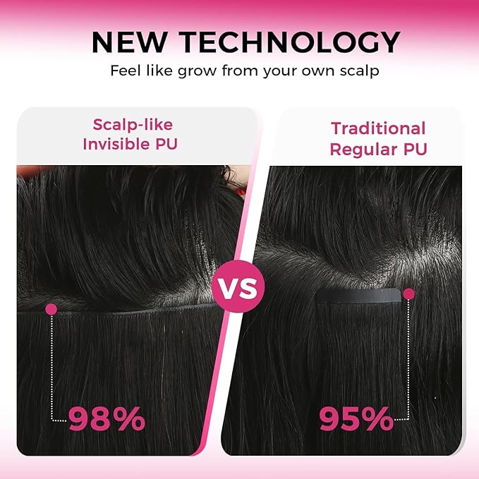 Lashey Invisi Edge Clip in Hair Extensions, 7pcs 110g 18 Inch Natural Black Seamless Clip in Hair Extensions Human Hair Silky Straight Real Remy Human Hair
