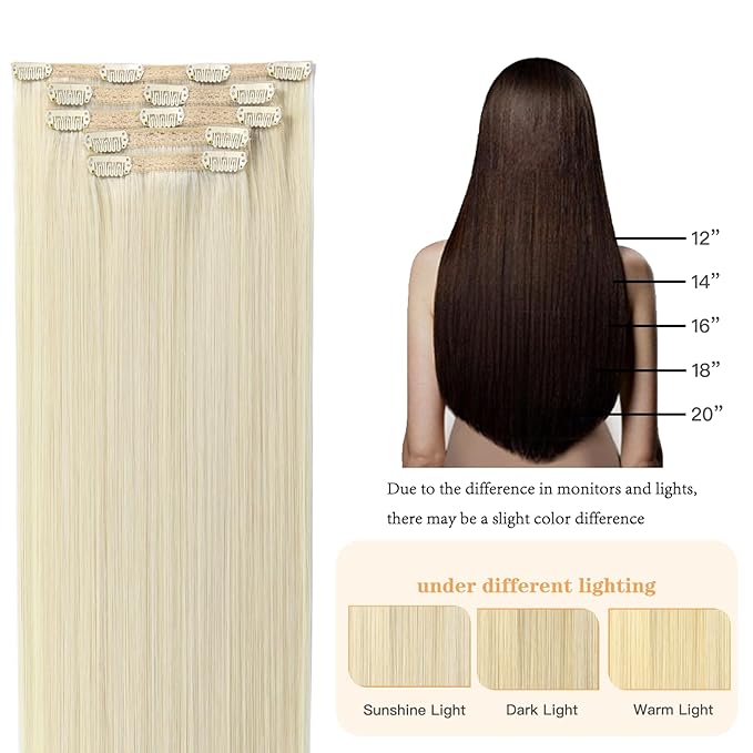 blonde clip in extensions human hair 12 Inch 80g 5pcs Platinum Blonde Remy Clip in Hair Extensions Double Weft Clip in Hair Extensions Real Human Hair
