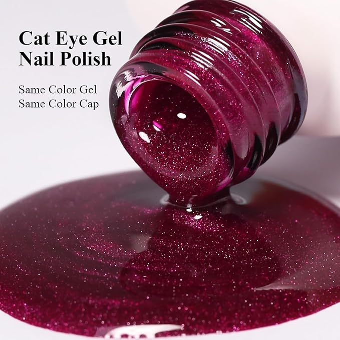 10ml Hema Free Purple Cat Eye Gel Nail Polish Soak Off Long Lasting Holographic UV/LED with Magnetic Stick Gift for Women 1Pcs