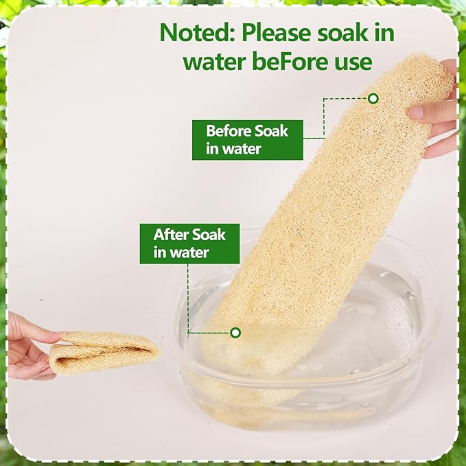 3 PCS Natural Loofah Sponges Organic Luffa Bath Shower Sponge Exfoliating Body Back Scrubber for Men Women Adults SPA Beauty Bathing or Kitchen Dishes