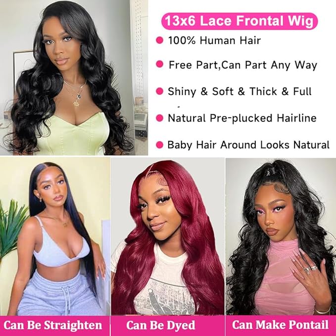 Tuneful 32 Inch 13x6 HD Lace Front Wigs Human Hair Pre Plucked Body Wave Lace Front Wigs for Women 13x6 Frontal Wigs with Baby Hair