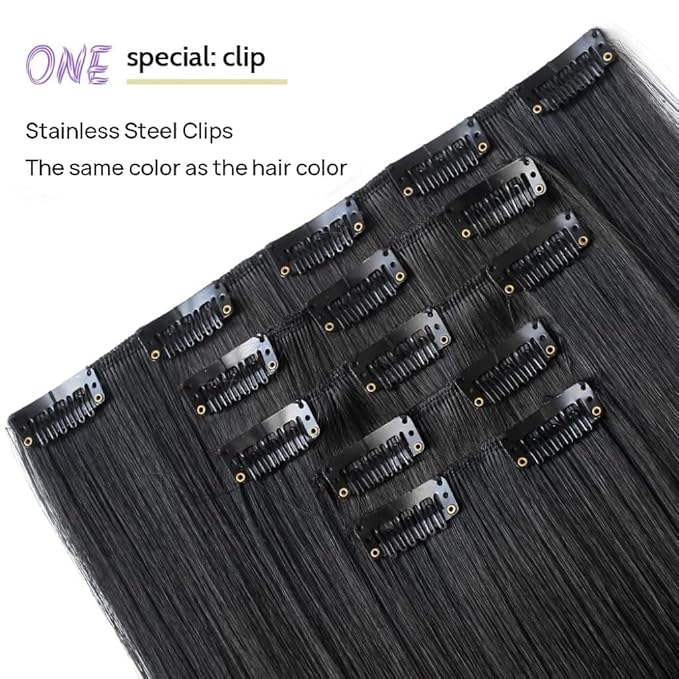 Clip in Hair Extensions StrRid Black Extension Straight 22" Long Synthetic Thick Blonde Clips on Hairpieces for Women 5PCS Invisible Curly Wavy 18" Girls Brown Red White Natural Full Head 5 Oz