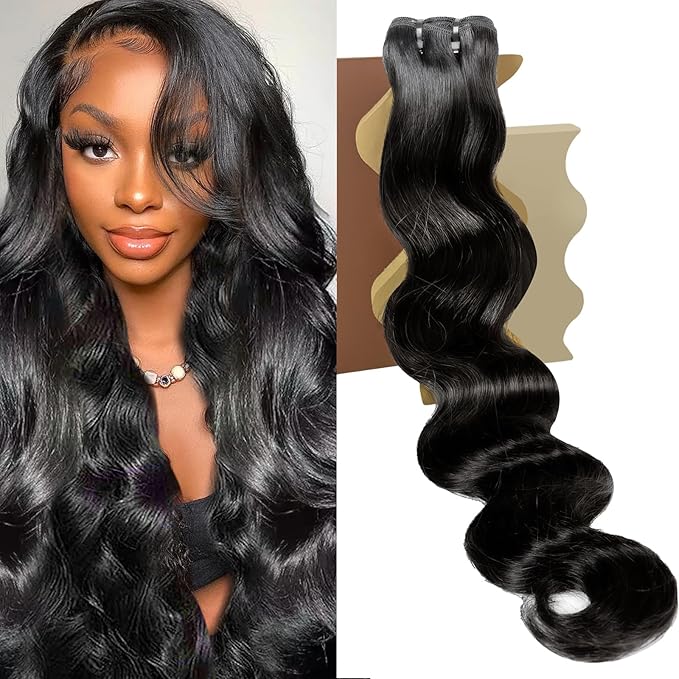 Lynch 15A Body Wave Bundles Human Hair, 16 Inch Real 100% Unprocessed Raw Cambodian Hair 1 Bundle, Plush Thick Cambodian Virgin Hair 105 Gram Per Bundle Natural Black For Woman
