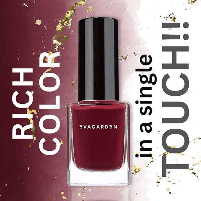 EVAGARDEN Sea Water Resistant Nail Polish - Saturated Color with Thin Film Coating - Attractive, Durable and Smooth Coverage - Clean Formula, No Harsh Substances - 604 Burgundy - 0.34 oz