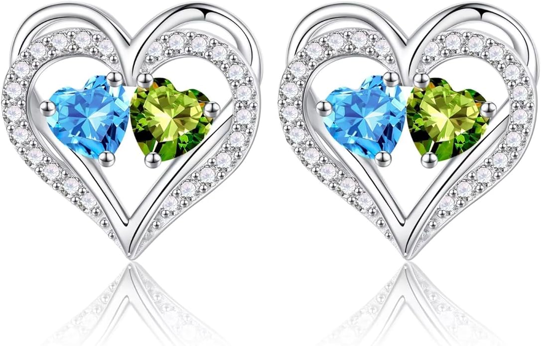 Iefil Christmas Gifts for Women Wife - 925 Sterling Silver Birthstone Earrings, Anniversary Birthday Gifts for Women Wife Girlfriend Mom