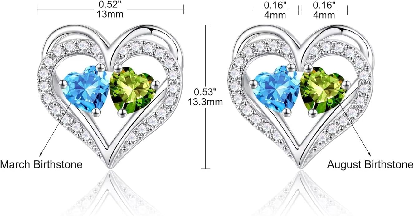 Iefil Christmas Gifts for Women Wife - 925 Sterling Silver Birthstone Earrings, Anniversary Birthday Gifts for Women Wife Girlfriend Mom