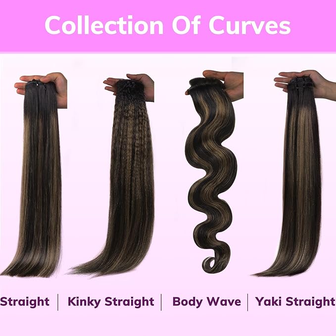 IDN BEAUTY Clip In Hair Extensions Real Human Hair, Yaki Straight 20 Inch 120g 7pcs, 1B/6/1B Balayage Natural Black to Chestnut Brown Remy Human Hair Extensions Clip Ins Real Human Hair Black Women
