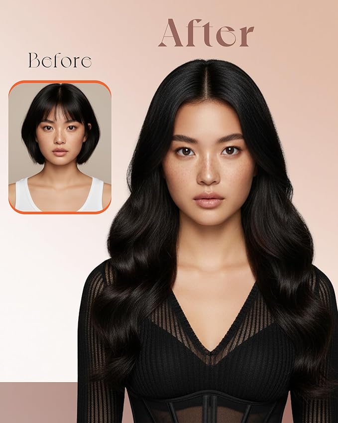 Sunny Hair Butterfly Hair Extensions Weft Jet Black 24 Inch Invisible Hand Tied Weft with Hole Genius Hair Extensions Long Add Length 100G