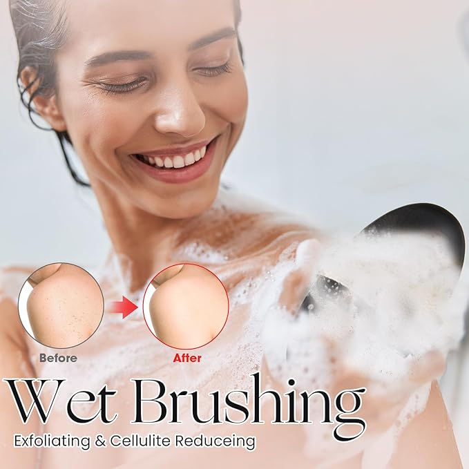 Gejoy 10 Pcs Dry Brushing Body Brush Exfoliating Brush with Massage Nodule Dry Skin Body Scrubber for Shower Bath Back Circulation Improvement Dead Skin Exfoliator (4.92 x 2.56 Inches,Black)