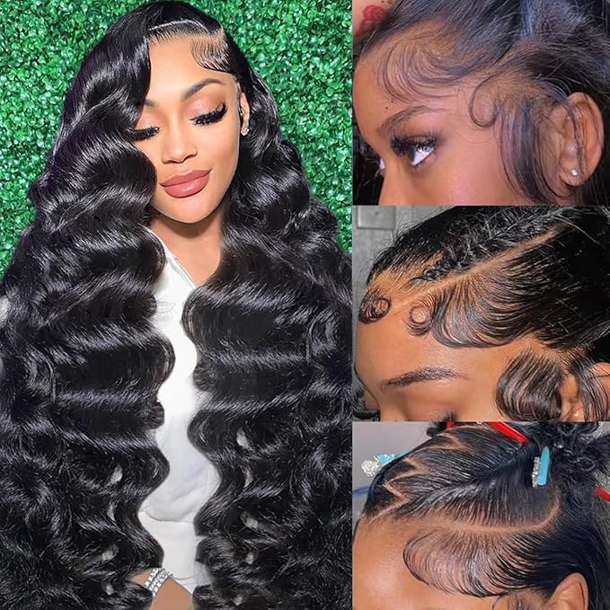 13x6 Lace Front Wigs Human Hair Pre Plucked 210 Density Body Wave HD Lace Front Wigs for Women Human Hair Glueless (Natural Color Body Wave Wig, 26 Inch)
