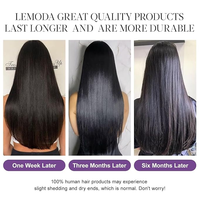 Lemoda Straight 13x6 SKINLIKE Real HD Full Lace Frontal Wigs 26Inch Full 13x6 Lace Frontal Virgin Human Hair Wigs Invisible 0.1mm Ultra-thin Knots Frayed Ends Lace Wig Full Ends