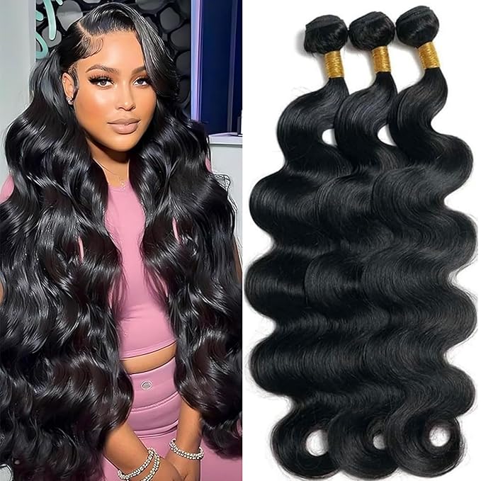 Human Hair Bundles Body Wave Bundles Human Hair 18 20 22 Inch 12A Grade Unprocessed Brazilian Virgin Hair Body Wave 3 Bundles Human Hair Extensions for Black Women Natural Color