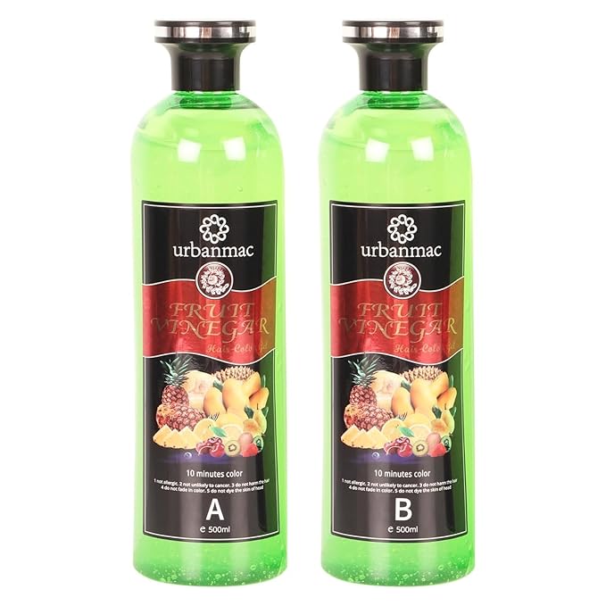 u'rban mac, Fruit V'ine'gar Gel' Hair Colo'r Natural Hair Color Dye for Black Hair Dye (500ml x 2) - Black