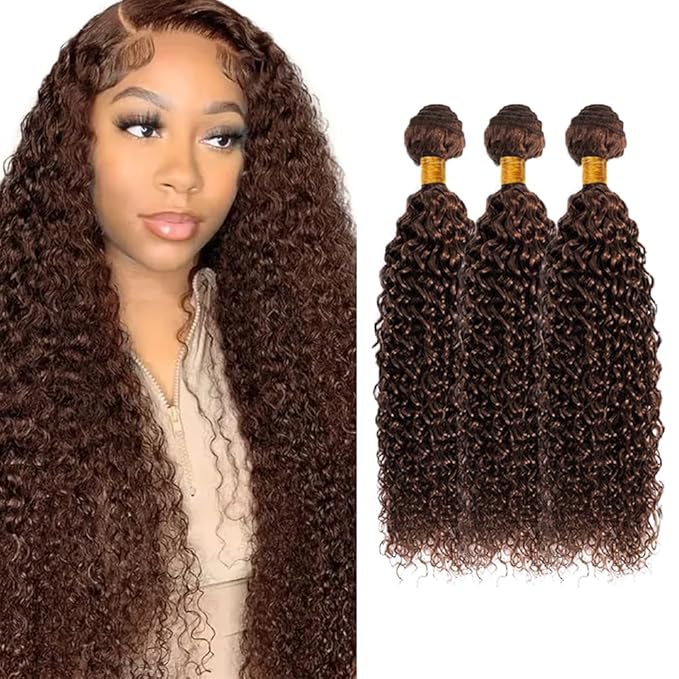 28 30 32 inch #4 Bundles Human Hair Brown Kinky Curly Bundles Chocolate Brown Human Hair Bundle #4 Color
