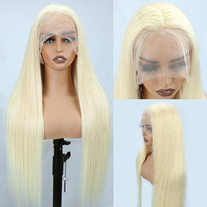 LICHANG 28 Inch 613 Lace Front Wig Human Hair 13X4 Blonde Straight Pre Plucked 200% Density