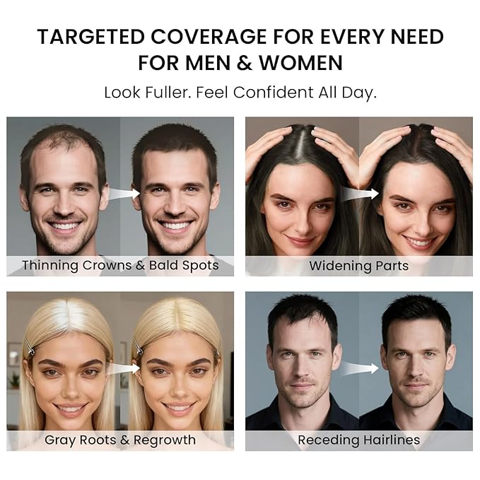 Instant Hairline Powder-0.42oz Root Touch Up Hair Color for Gray Hair Coverage, Scalp Concealer Shadow Powder Hair Fillers for Thinning Hair Bald Spot Cover Up, Beard Filler, Women & Men-Dark Brown