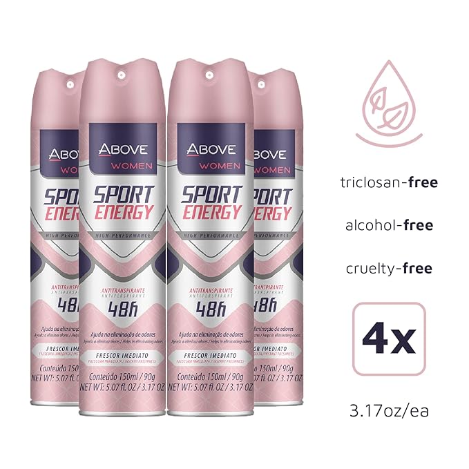 ABOVE 48 Hours Antiperspirant Deodorant, Sport Energy, 3.17 oz - Dry Spray Deodorant for Women - Floral Scent - Antiperspirant Spray - No Stains