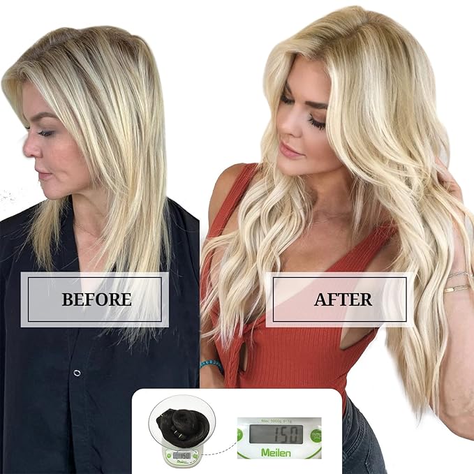 DOORES Hair Extensions Real Human Hair, Dark Blonde Highlighted Bleach Blonde 150g 18 Inch 9pcs, Remy Hair Extensions Clip in Human Hair Extensions Human Hair Natural Straight Thick Hair