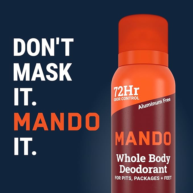 Mando Whole Body Deodorant For Men - Invisible Spray Deodorant - 72 Hour Odor Control - Low Irritation Formula - Aluminum Free, Benzene Free - 3.6 ounce Cans (Pack of 2) - Bourbon Leather