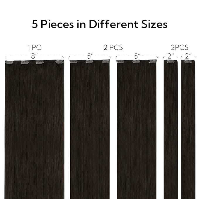HOTBANANA Real Human Hair Clip in Hair Extensions, 5Pcs 70g 18 Inch Dark Brown Straight Remy Clip in Extensions
