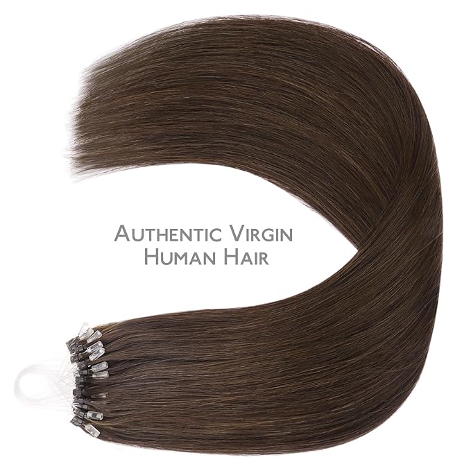 WENNALIFE Microlink Hair Extensions Human Hair, 50g 50s 18 Inch Chocolate Brown Remy Micro Bead Hair Extensions Real Human Hair Micro Link Micro Loop Micro Ring Hair Extensions Straight Microlinks