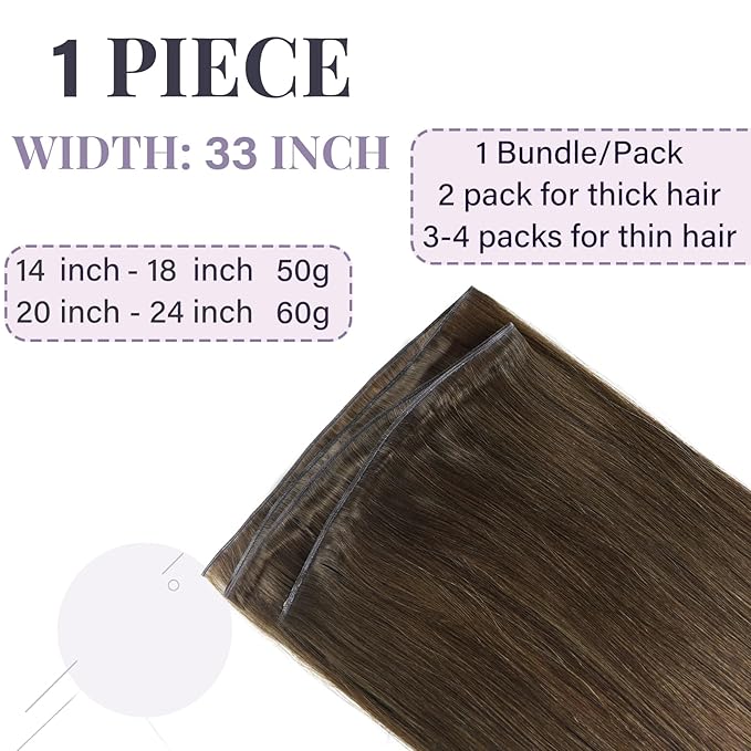 Fshine Human Hair Genius Weft Chocolate Brown Hair Extensions 16 Inch 50g Real Human Extensions for Women Light Brown Genius Weft Sew in Brown Bundle