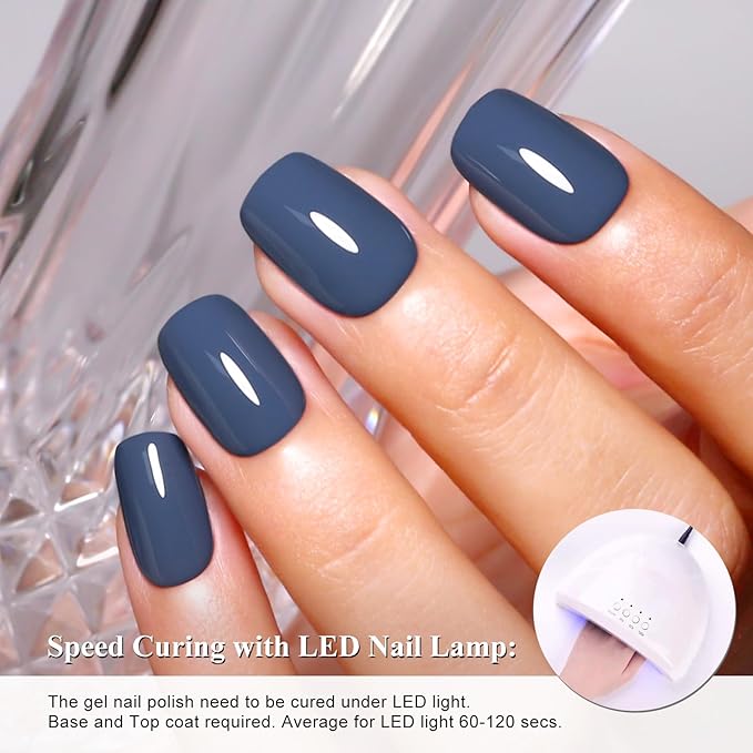 Imtiti Deep Grey Gel Nail Polish, 1Pcs Grey Blue Gel Polish Soak Off UV LED Gel Polish, Long Lasting, Nail Art Manicure Salon DIY at Home for Autumn and Winter (0.34 Fl Oz-1913)