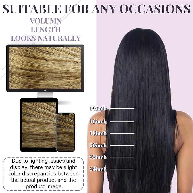 Fshine Genius Weft Real Human Hair Extensions Color Medium Brown Highlight Honey Blonde 22 Inch 60g Highlight Sew in Human Hair Extensions Hair Weave Hand Tied Natural Human Hair Bundle