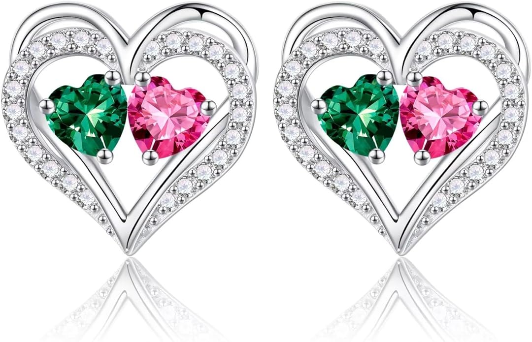 Iefil Christmas Gifts for Women Wife - 925 Sterling Silver Birthstone Earrings, Anniversary Birthday Gifts for Women Wife Girlfriend Mom