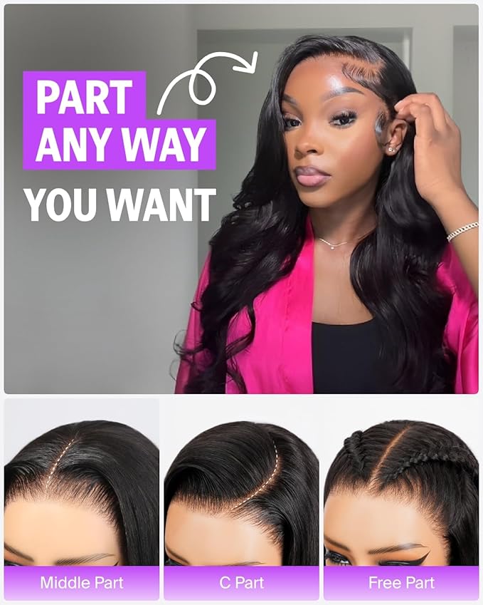 Glueless 13x6 Lace Front Wigs Human Hair Body Wave Pre Plucked Pre Cut 220% Density Ear-To-Ear Frontal Wigs Human Hair Wear and Go Glueless Drawstring Wig 20 Inch