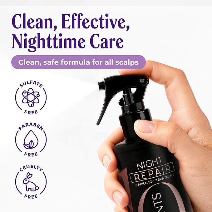 Night Repair Treatment for Hair | Hydrating Overnight Hair Mask with Hydrolyzed Keratin and Aloe Vera | Strengthens, Restores Shine, and Reduces Frizz | Leave In, No Rinse Needed, 8.4 fl oz