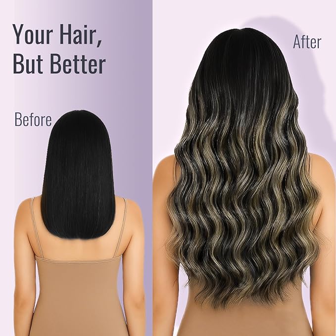 Fshine Tape in Human Hair Extensions Balayage Off Black Fading to Caramel Brown and 16 Inch 50g Ombre Remy Fow Women, Great for Stage Performance 20 Pcs