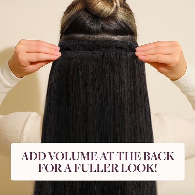 GOO GOO Clip in Hair Extensions Real Human Hair, Remy Human Hair Extensions Clip ins for Women, Natural Human Hair, 18inch 70g 2Pcs, #1B Natural Black