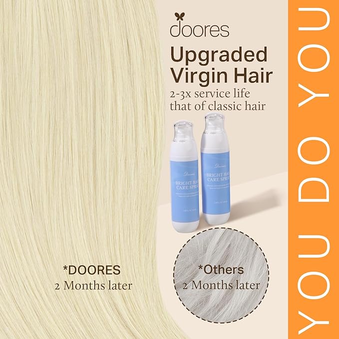 DOORES Micro Link Hair Extensions Human Hair, Platinum Blonde 14 Inch 50g/50s, Virgin Human Hair Micro Ring Hair Extensions Human Hair Remy Hair