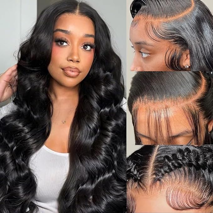 24 Inch 13x6 Lace Front Wigs Human Hair 200% Density Body Wave HD Lace Front Wigs Human Hair Pre Plucked Natural Color Glueless Wig 100% Virgin Lace Front Wigs for Women
