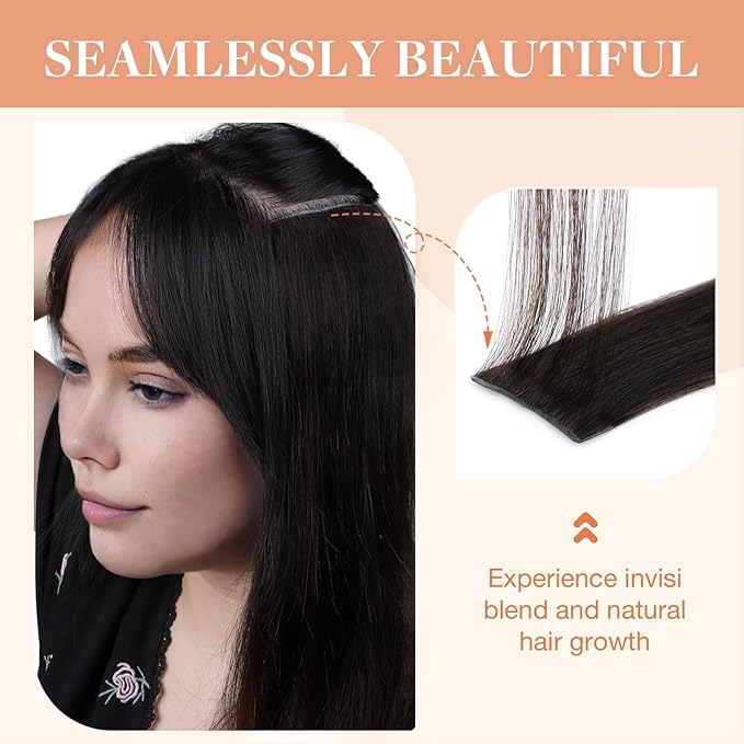 GOO GOO Invisi Edge Clip in Hair Extensions Set, 18inch 120g, 5pcs Injected Seamless PU Clip ins and 2pcs Classical PU Clip inslip ins, Virgin Real Human Hair, #2