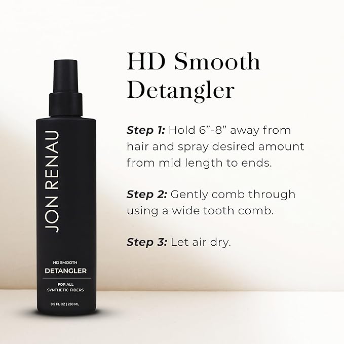 Jon Renau HD Smooth Detangler, Leave In Detangler Spray for Synthetic Wigs and Hair Extensions, Frizz Reducing Detangling Spray for Synthetic Hair, Wig Care Products, 8.5 oz