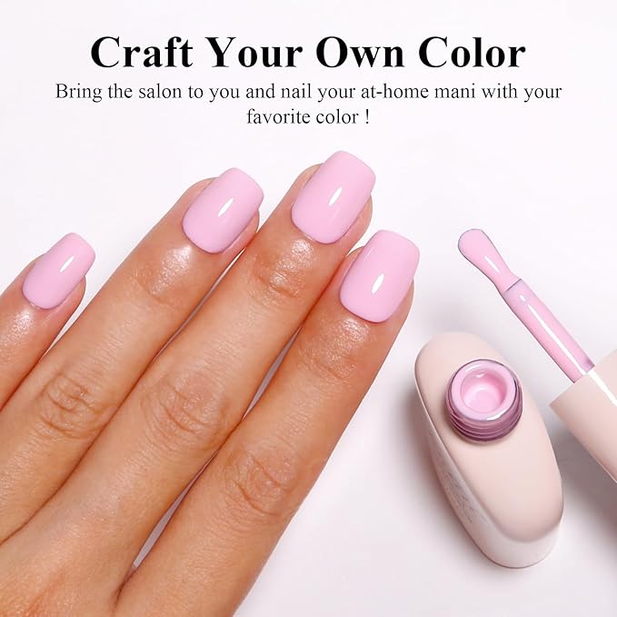 Imtiti Baby Pink Gel Polish, 1Pcs Barely Pink Soak Off UV LED Gel Nail Polish Long Lasting Manicure Salon DIY at Home(0.34 Fl Oz-1919)