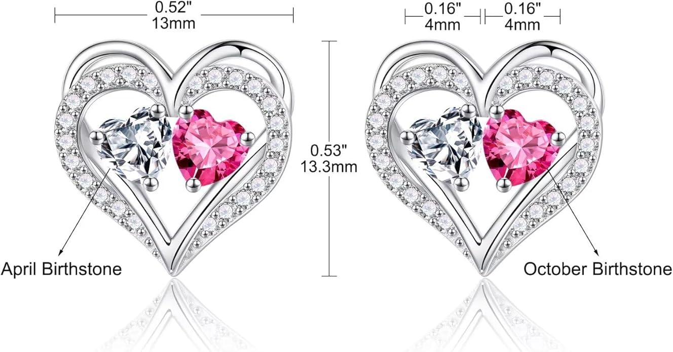 Iefil Christmas Gifts for Women Wife - 925 Sterling Silver Birthstone Earrings, Anniversary Birthday Gifts for Women Wife Girlfriend Mom