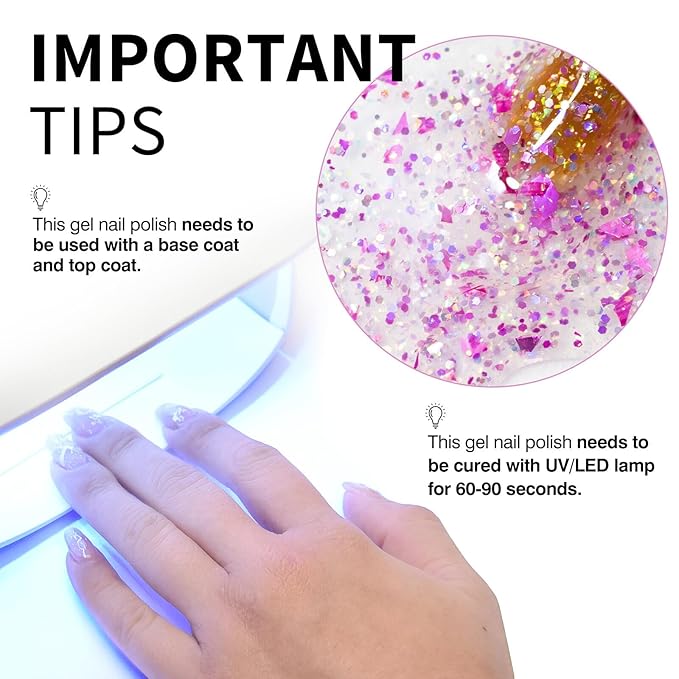 CANNI Glitter Gel Nail Polish – 1pcs 9ml Light Eggplant Color, Soak Off UV LED Nail Gel for DIY Nail Art, Salon or Home Manicure