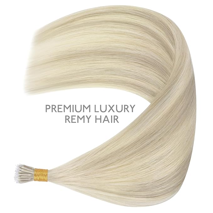 WENNALIFE Nano Bead Hair Extensions Human Hair, 50g 50s 20 Inch Ash Blonde Highlighted Platinum BlondeReal Human Hair Extensions for Women Invisible Nano Ring Hair Extensions Remy Hair Extensiones