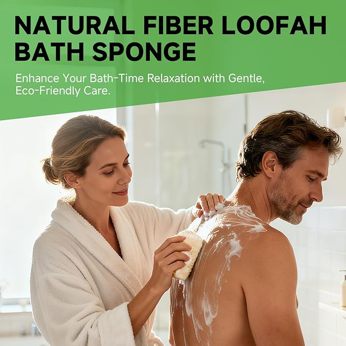 Natural & Biodegradable Loofah Bath Sponge - Deep Exfoliation for Soft Skin, Eco-Friendly Body Scrubber,Shower Loofah Exfoliator & Multipurpose Cleaner (Pack of 3)