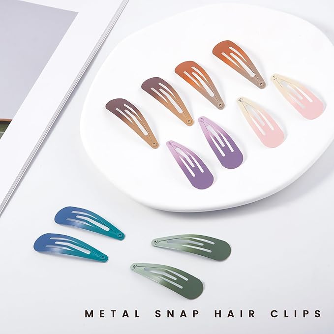 48 PCS Small Metal Barrettes For Women Non Slip Water Drop Snap Clips For Thick Thin Fine Hair Classic Accessories,Pink Purple Brown Blue Green,1.97 x 0.5 In